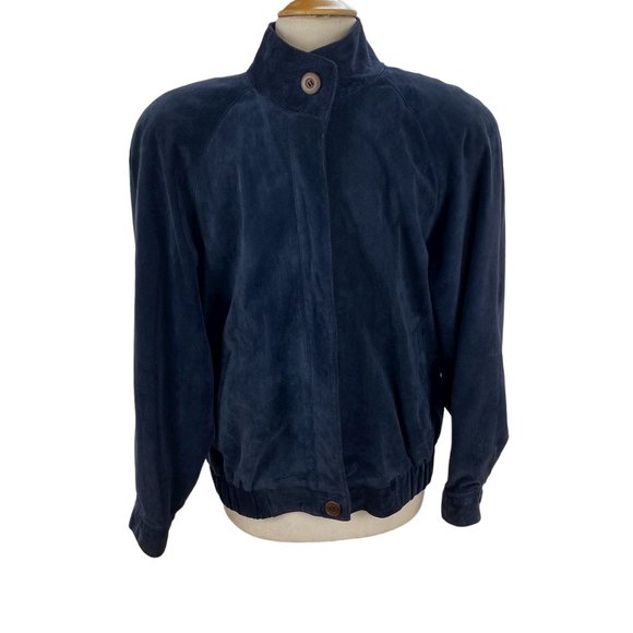 Vintage Abercrombie & Fitch Suede Aviator Military Jacket Blue 70s USA Made-L - Picture 5 of 14